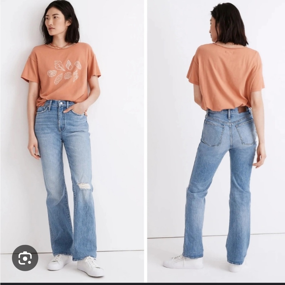 Madewell High-Rise Bootcut Jeans: Knee-Rip Edition - Cropped Raw Hem